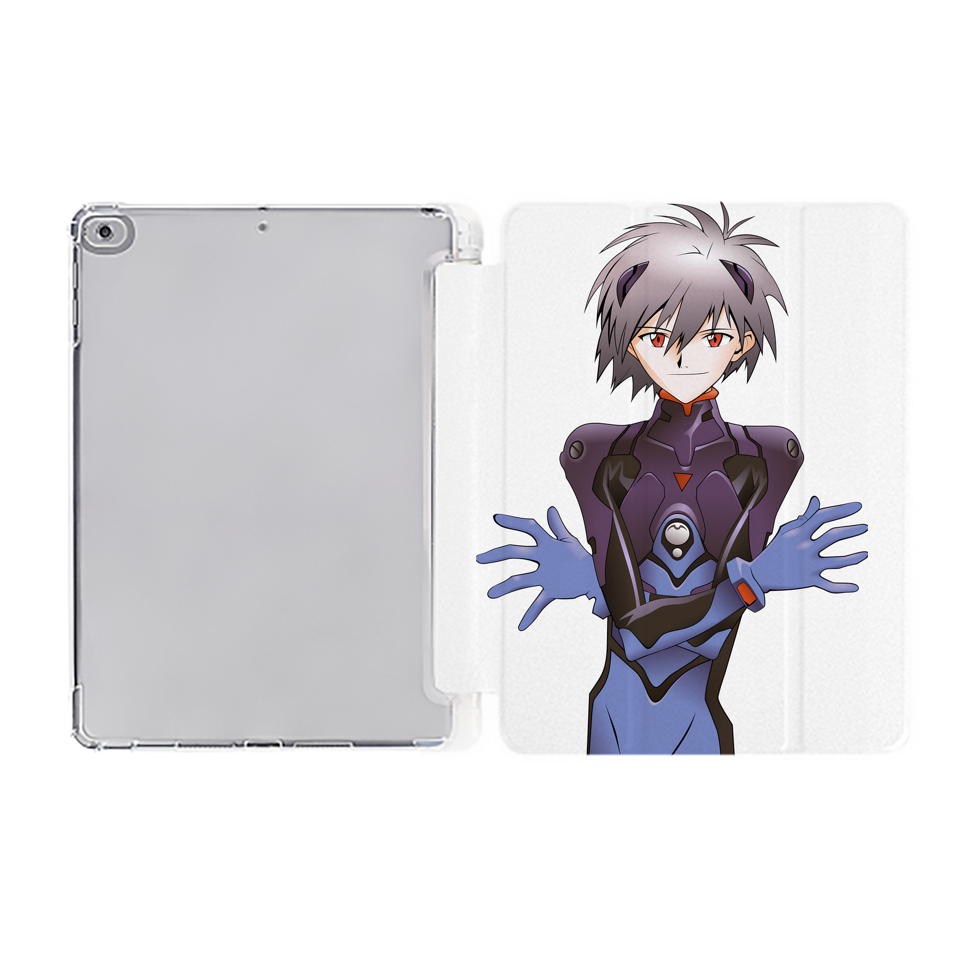 （画像用） EVA 新世紀エヴァンゲリオン IPad ケース ペン収納付き 三つ折りスタンド PUレザー×シリコン 対応機種9.5/10.5/10.9インチ